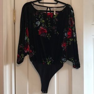 Free People Floral Slouchy Bodysuit Size XS